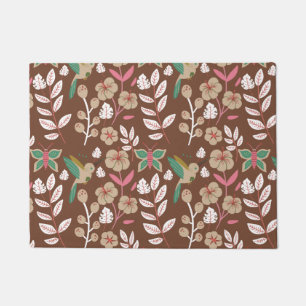 Floral seamless pattern flowers, leaves, butterfly fußmatte