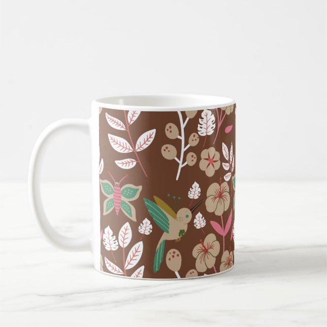 Floral seamless pattern flowers, leaves, butterfly kaffeetasse (Links)