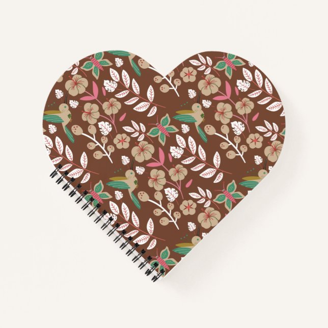 Floral seamless pattern flowers, leaves, butterfly notizbuch (Vorderseite)