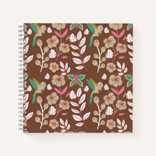 Floral seamless pattern flowers, leaves, butterfly notizbuch