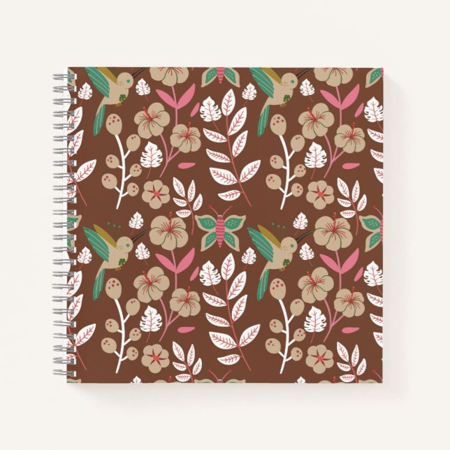 Floral seamless pattern flowers, leaves, butterfly notizbuch (Vorderseite)
