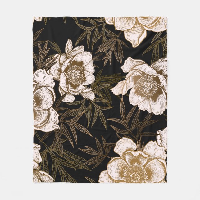 Floral seamless pattern. Garden flowers peonies an Fleecedecke (Vorderseite)