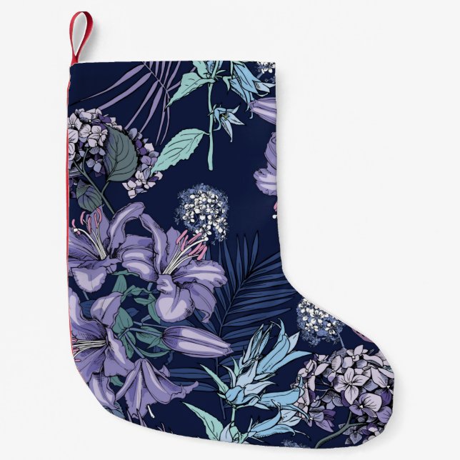 Floral seamless pattern. There are Lily, Hydrangea Kleiner Weihnachtsstrumpf (Vorderseite)