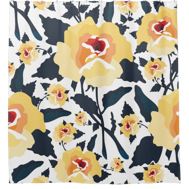 Floral seamless pattern with roses. seamless texti duschvorhang (Vorderseite)