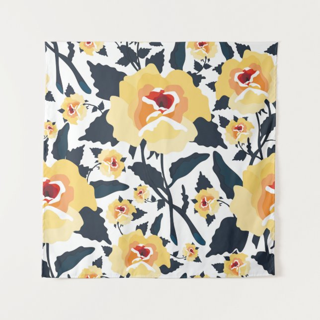 Floral seamless pattern with roses. seamless texti wandteppich (Vorderseite)