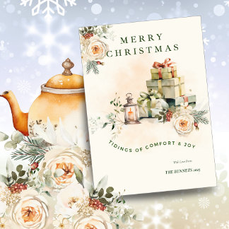 Floral Seasonal Christmas Greetings Car Einladung