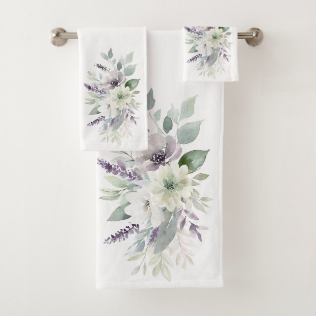 Floral Serenity Badehandtuchtrio Badhandtuch Set (Insitu)