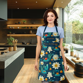 Floral Serenity Zen Kitchen - White Lotus & Pond Schürze