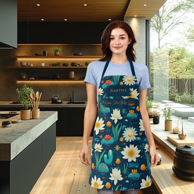 Floral Serenity Zen Kitchen - White Lotus & Pond Schürze (Von Creator hochgeladen)