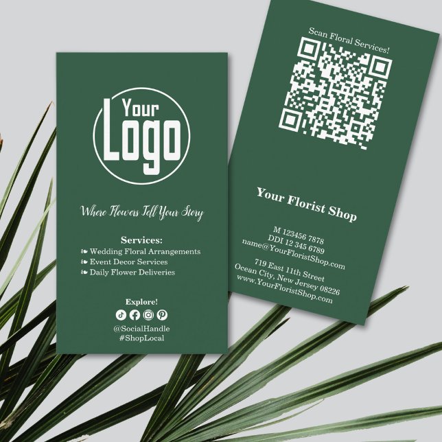 Floral Services Florist Green White Business Card Treuekarte (Floral Services Florist Green White Business Card)