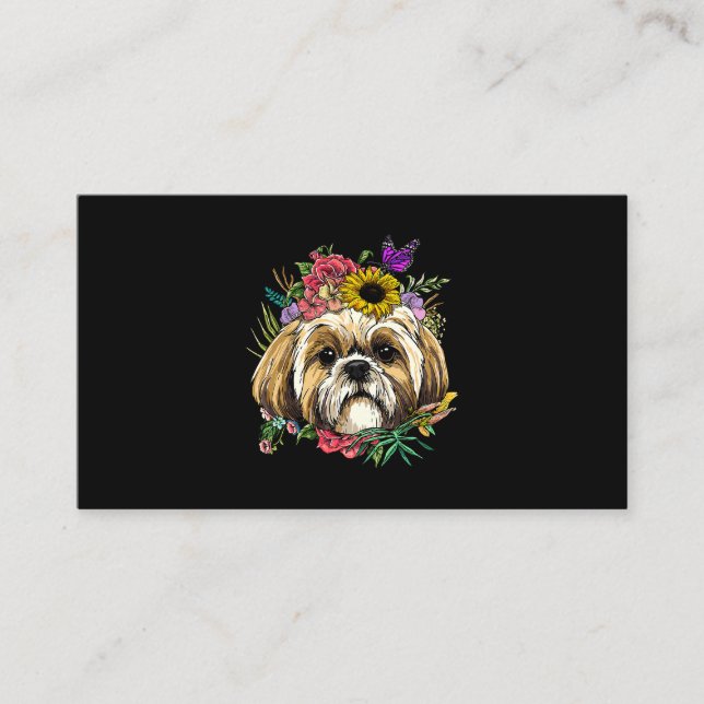 Floral Shih Tzu Dog Spring Nature Shih Tzu Lovers Visitenkarte (Vorderseite)