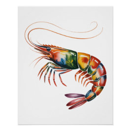 Floral Shrimp Art Custom Poster