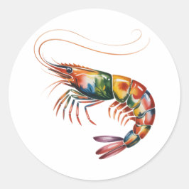 Floral Shrimp Art Runder Aufkleber