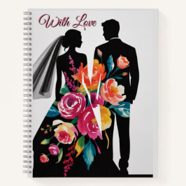 Floral Silhouette | Modern Bride & Groom Art Notizbuch