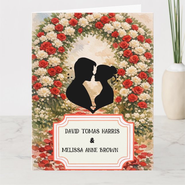 Floral Silhouette Romance Hochzeit Danke (Vorderseite)