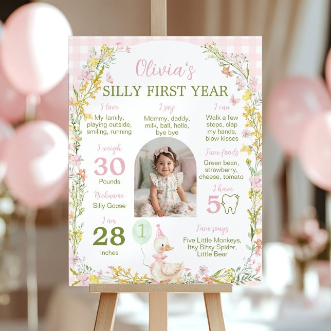 Floral Silly Goose First Year Photo Milestone Poster (Von Creator hochgeladen)