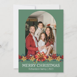 Floral Simple Elegantes Familienweihnachtsfest Fot Feiertagskarte