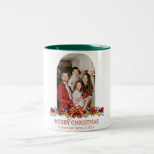 Floral Simple Elegantes Familienweihnachtsfest Fot Zweifarbige Tasse