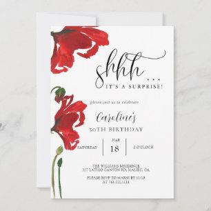 Floral Simple Überraschung Geburtstagsparty Einladung