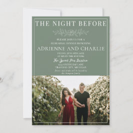 Floral Simplicity 1 Modern Green Rehearsal Dinner Einladung