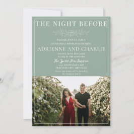 Floral Simplicity 1 Modern Green Rehearsal Dinner Einladung
