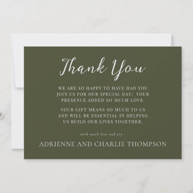 Floral Simplicity 1 Modern Green Thank You Note Dankeskarte (Vorderseite)