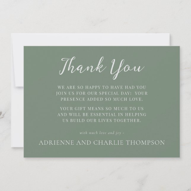 Floral Simplicity 1 Modern Green Thank You Note Dankeskarte (Vorderseite)