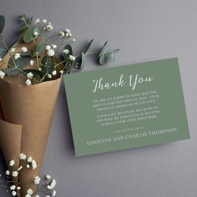 Floral Simplicity 1 Modern Green Thank You Note Dankeskarte (Von Creator hochgeladen)