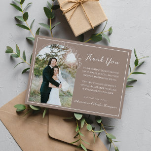 Floral Simplicity 1 Taupe Hochzeit Dankeskarte