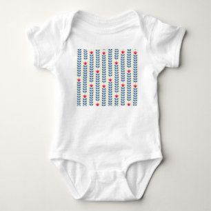 Floral skandinavisches geometrisches Retro-Tapete Baby Strampler