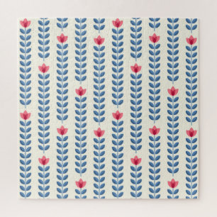 Floral skandinavisches geometrisches Retro-Tapete Puzzle