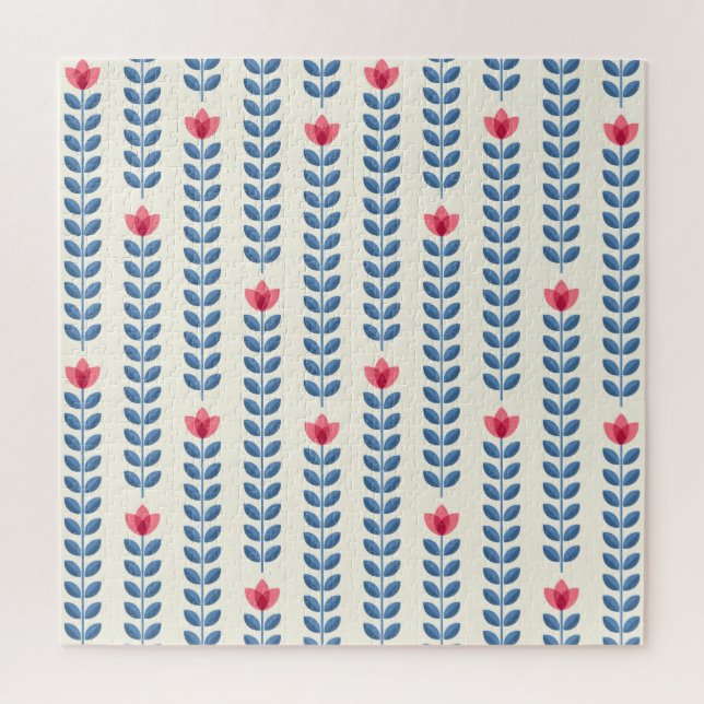 Floral skandinavisches geometrisches Retro-Tapete Puzzle (Vertikal)