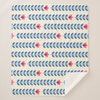 Floral skandinavisches geometrisches Retro-Tapete Sherpadecke