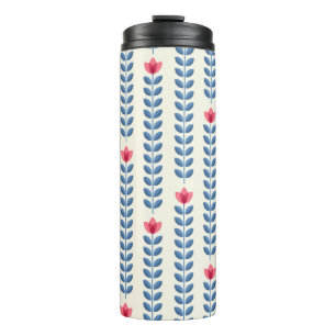 Floral skandinavisches geometrisches Retro-Tapete Thermosbecher