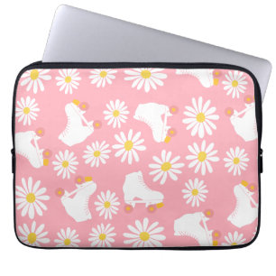 Floral Skate Roller Skaten Muster rosa Laptopschutzhülle