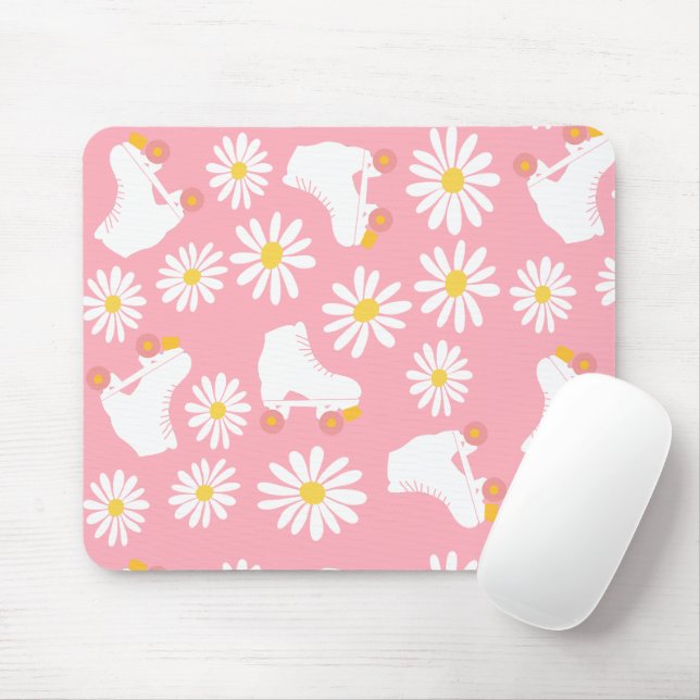 Floral Skate Roller Skaten Muster rosa Mousepad (Mit Mouse)