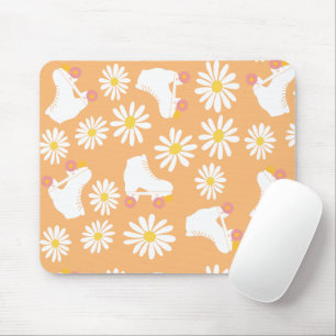Floral Skate Roller Skaten Pattern Peach Mousepad