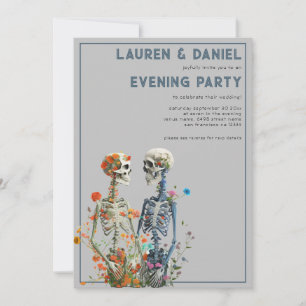 Floral Skeleton Couple QR Wedding Abend Party Einladung