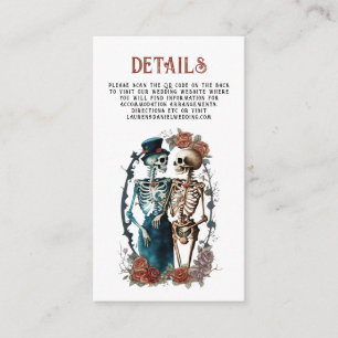 Floral Skeleton Couple QR Wedding Details Enclosur Begleitkarte