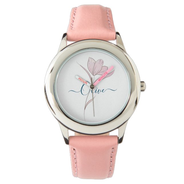 Floral Sketch Aquarell Personalisiert Armbanduhr (Vorderseite)