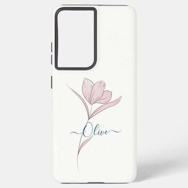 Floral Sketch Aquarell Personalisiert Samsung Galaxy Hülle (Rückseite)