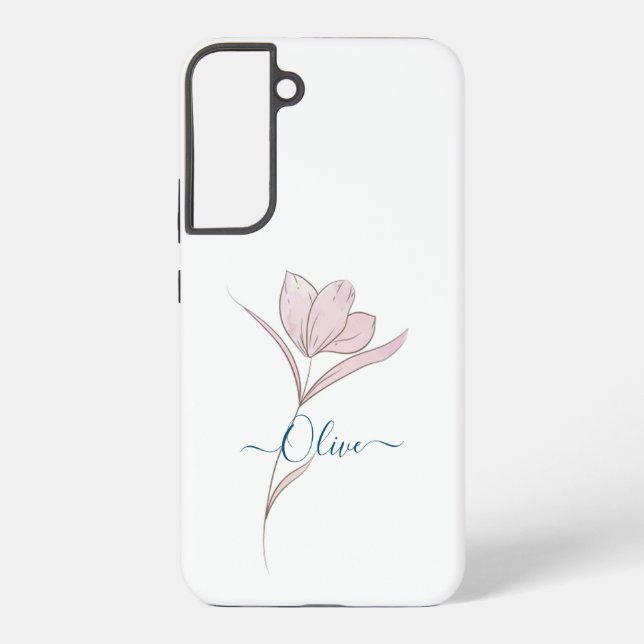 Floral Sketch Aquarell Personalisiert Samsung Galaxy Hülle (Rückseite)