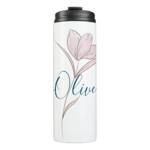 Floral Sketch Aquarell Personalisiert Thermosbecher