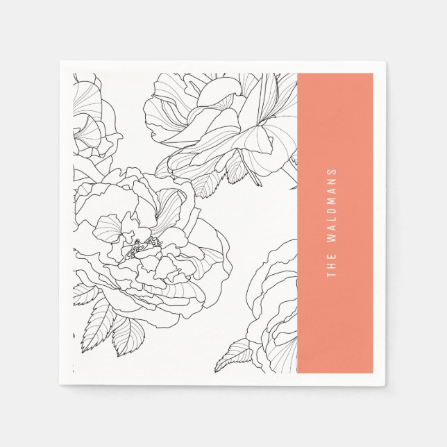 Floral Sketch Napkin Serviette (Vorderseite)