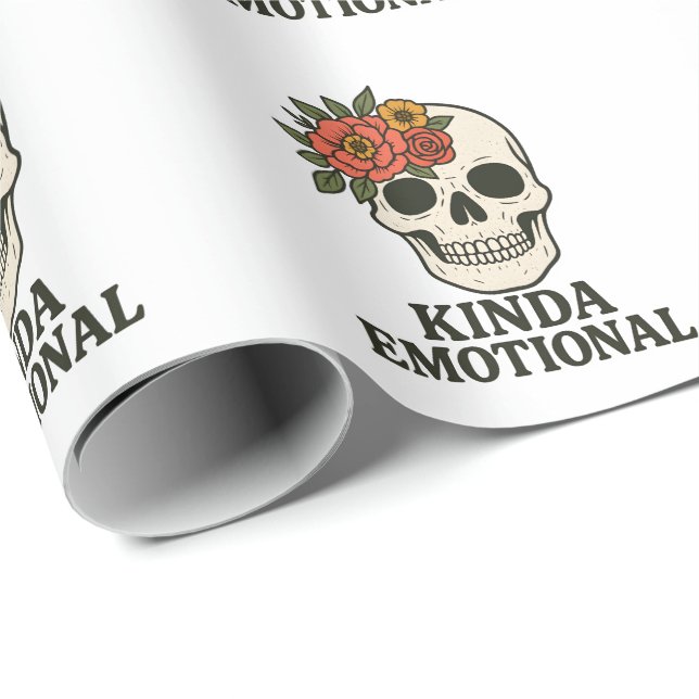 Floral Skull Aesthetic with Soft Emotional Touch Geschenkpapier (Rolleneckpunkt)