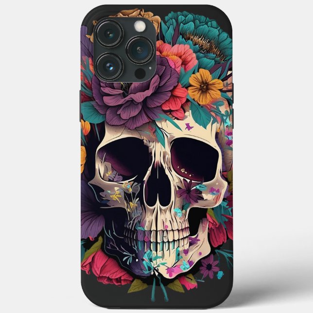 Floral Skull Botanik und Knochen Case-Mate iPhone Hülle (Rückseite)