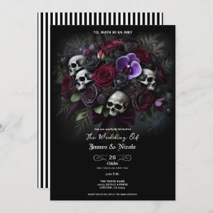 Floral Skull Bouquet Dark Gothic Halloween Hochzei Einladung