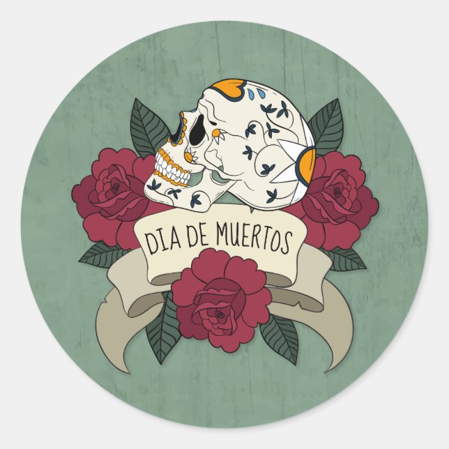 Floral Skull Dia de los Muertos | Aufkleber (Vorderseite)