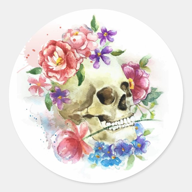 Floral Skull Dia de los Muertos | Aufkleber (Vorderseite)