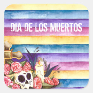 Floral Skull Dia de los Muertos Aufkleber